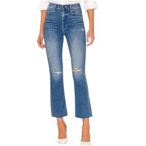 Mother Jeans 25 Blue‎ Hustler Ankle Fray Distressed Can't Stop Staring High-Rise